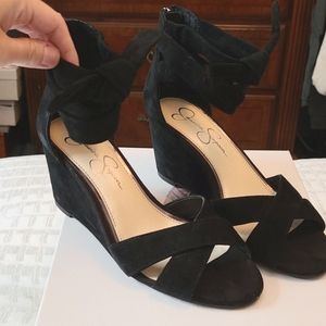 Jessica Simpson Black Wedge Suede Wedge heels